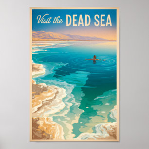 Poster Ilustração do Mar Morto Arte de Viagem Vintage