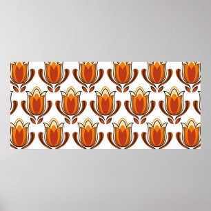 Poster Ilustração do material de padrão retrô da década d