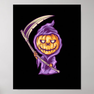 Poster ilustração do mau de abóbora de halloween