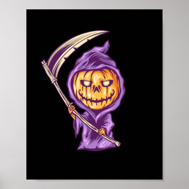Poster ilustração do mau de abóbora de halloween (Frente)