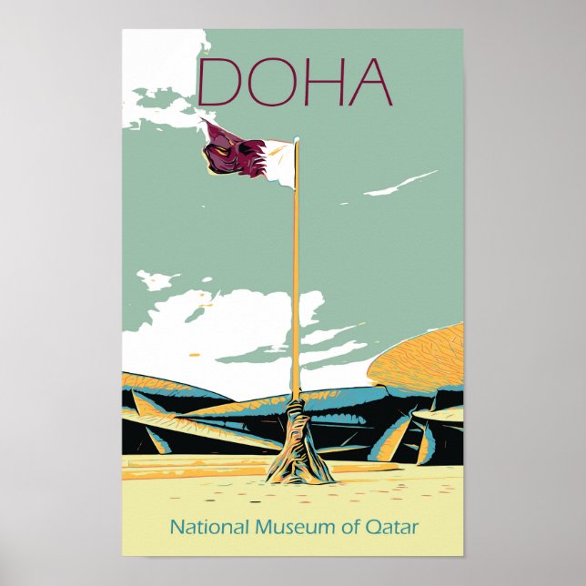 Poster Ilustração do Museu Nacional de Doha Qatar (Frente)
