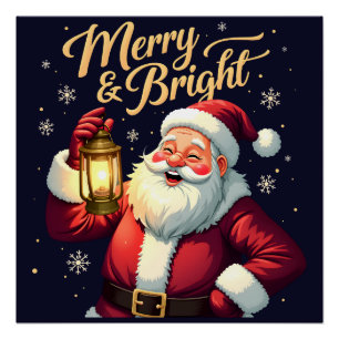 Pôster Ilustração do Papai Noel Alegre e Radiante Seguran