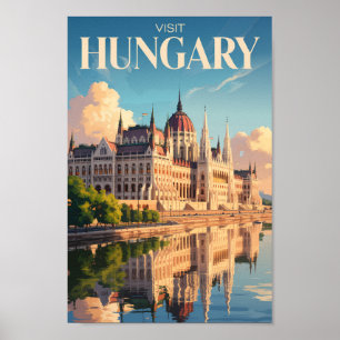 Poster Ilustração do Parlamento da Hungria Arte de Viagem