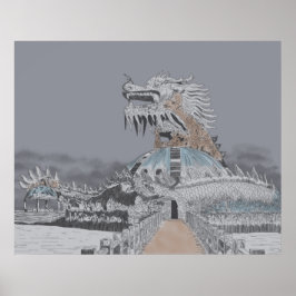 Poster Ilustração do Parque Aquático Abandonado do Lago T