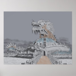 Poster Ilustração do Parque Aquático Abandonado do Lago T