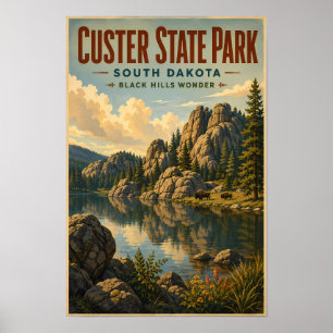 Poster Ilustração do Parque Estadual de Custer Dakota do