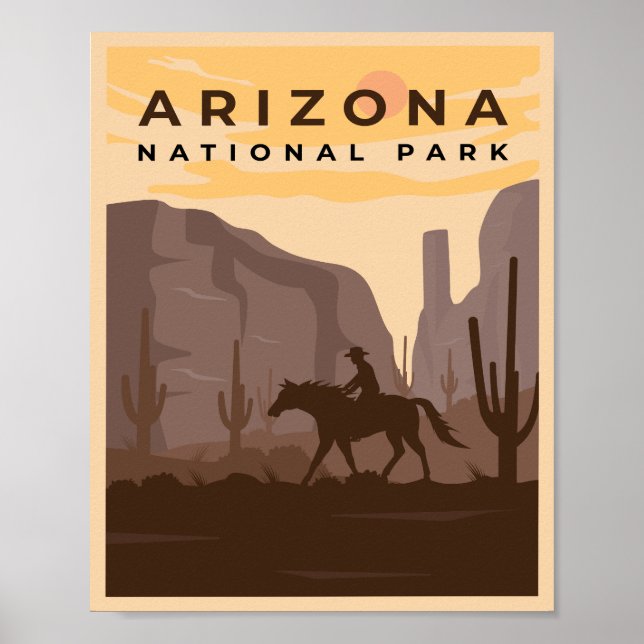 Poster Ilustração do Parque Nacional da Arizona Vintage (Frente)