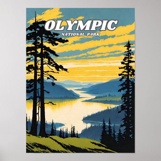 Poster Ilustração do Parque Nacional da olimpiadas retro  (Frente)