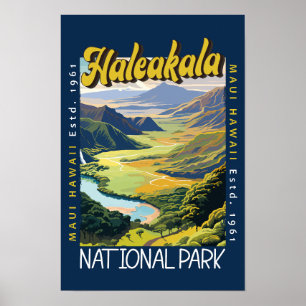 Poster Ilustração do Parque Nacional Haleakala Distressed