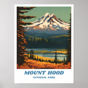 Poster Ilustração do Parque Nacional Monte Hood Retro Vac