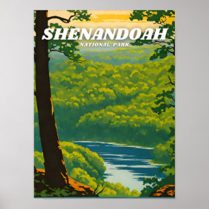 Poster Ilustração do Parque Nacional Shenandoah Retro Dec