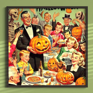 Poster Ilustração do Partido Vintage Halloween