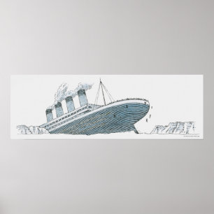 Poster Ilustração do passageiro que cai do Titanic