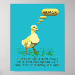 Poster Ilustração do Pato Amarelo Dizendo Quack