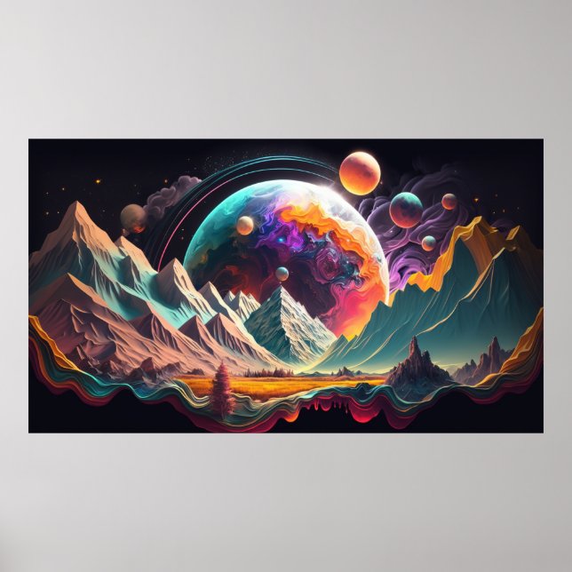 Poster ilustração do planeta alienígena (Frente)