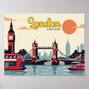 Poster Ilustração do Pop Art Viagem de Londres Inglaterra