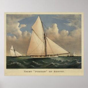 Poster Ilustração do puritano do iate de Boston do