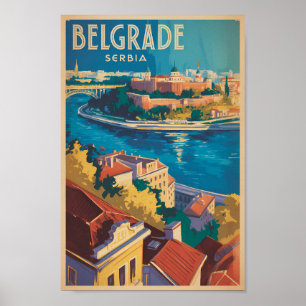 Poster Ilustração do Rio Belgrado Sérvia Arte de Viagem