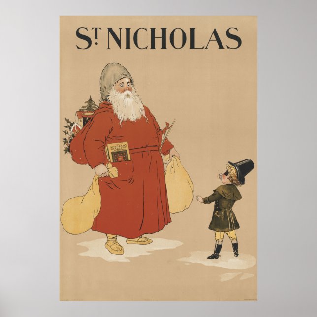 Poster Ilustração do Santo Vintage Nicholas (1895) (Frente)