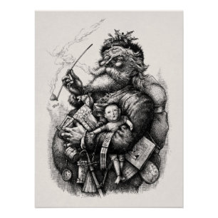 Pôster Ilustração do século XIX de um Pai Natal