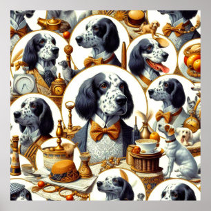 Poster Ilustração do Setter Inglês Vintage