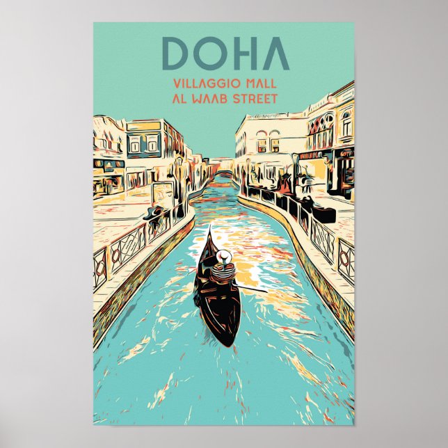 Poster Ilustração do shopping de Doha Village Qatar (Frente)