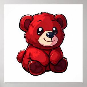 Poster Ilustração do urso de desenho animado
