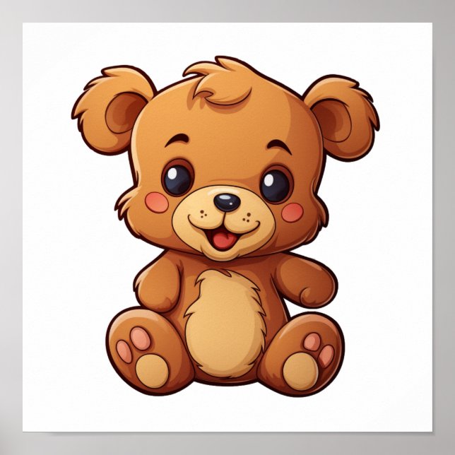 Poster Ilustração do urso de desenho animado (Frente)