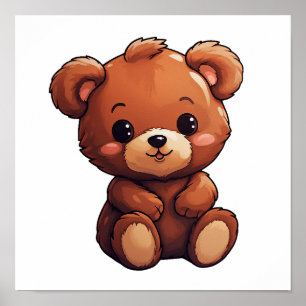 Poster Ilustração do urso de desenho animado