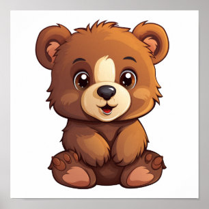 Poster Ilustração do urso de desenho animado