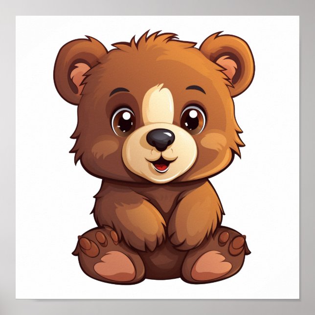 Poster Ilustração do urso de desenho animado (Frente)