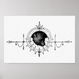 Poster Ilustração do Urso Vintage