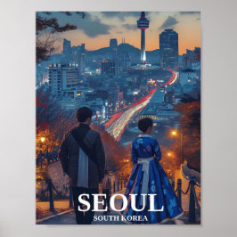 Poster Ilustração do Viagem artístico da Coreia do Sul de