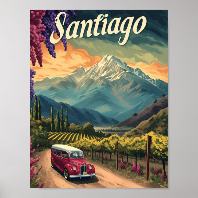 Poster Ilustração do Viagem artístico de Santiago Chile (Frente)