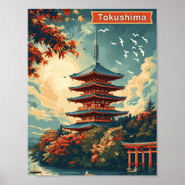 Poster Ilustração do Viagem de Arte da Pintura do Japão e