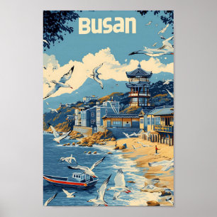 Poster Ilustração do Viagem de Arte de Busan na Coreia do