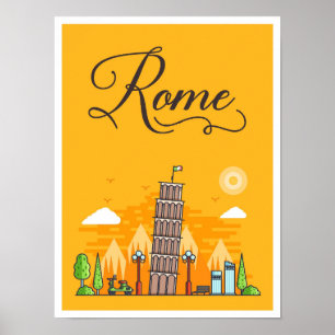Poster Ilustração do Viagem de Arte de Roma Itália