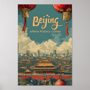 Poster Ilustração do Viagem de Arte em Beijing China