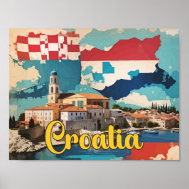 Poster Ilustração do Viagem de Arte Pop da Croácia