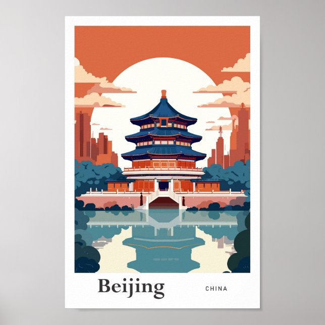 Poster Ilustração do Viagem de Pequim na China (Frente)