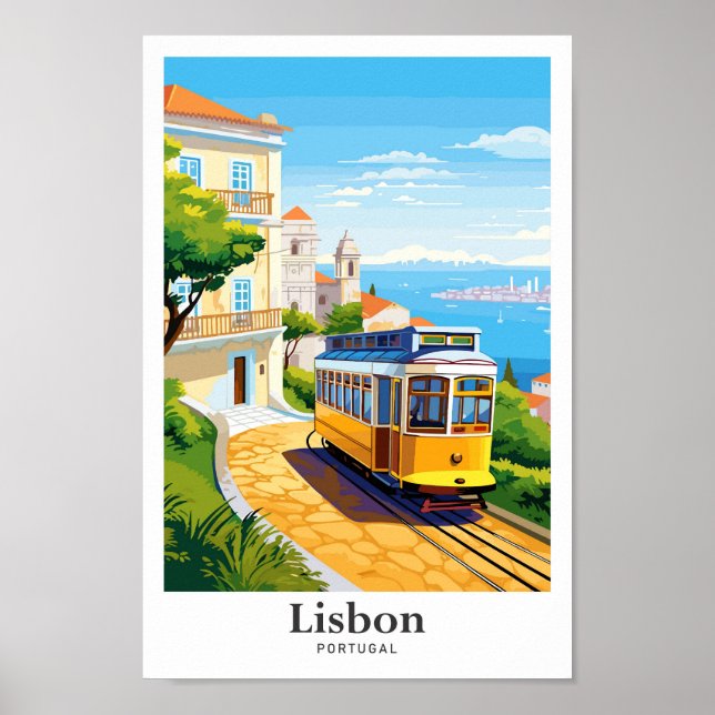 Poster Ilustração do Viagem Potrait em Portugal Lisboa (Frente)