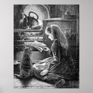 Pôster Ilustração do vintage da noite do inverno