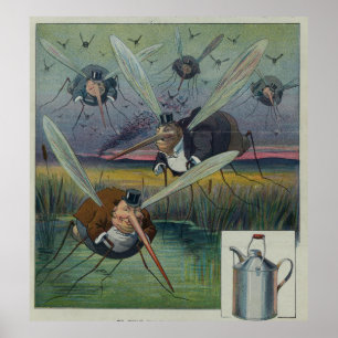 Poster Ilustração do vintage de mosquitos de ataque