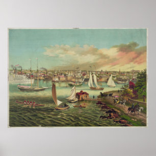 Poster Ilustração do vintage de Newport RI (1876)