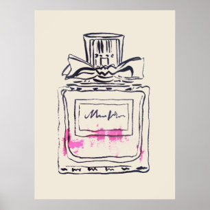 Pôster Ilustração do watercolour da forma da garrafa de