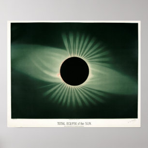 Poster Ilustração Eclipse Solar Vintage