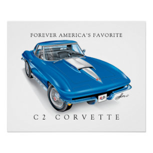 PÔSTER ILUSTRAÇÃO ELEGANTE DA C-2 VETTE