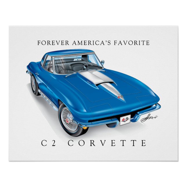 PÔSTER ILUSTRAÇÃO ELEGANTE DA C-2 VETTE (Frente)
