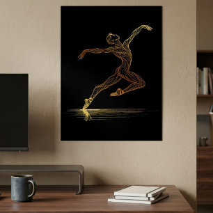 Poster Ilustração Elegante do Dançador de Balés de Arte d