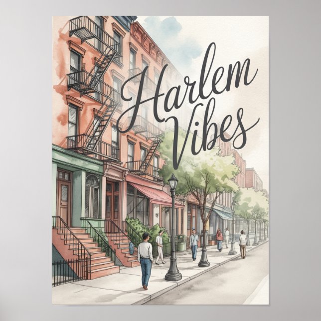 Poster Ilustração em Aquarela Harlem Vibes (Frente)